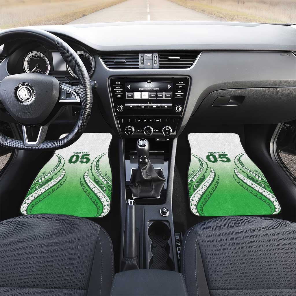 Custom Cook Islands Avaiki Rugby Car Mats Go Champions LT05 Set 2pcs - Front Green - Polynesian Pride