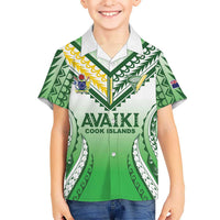 Custom Cook Islands Avaiki Rugby Kid Hawaiian Shirt Go Champions LT05 Kid Green - Polynesian Pride