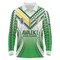 Custom Cook Islands Avaiki Rugby Long Sleeve Polo Shirt Go Champions LT05 Green - Polynesian Pride