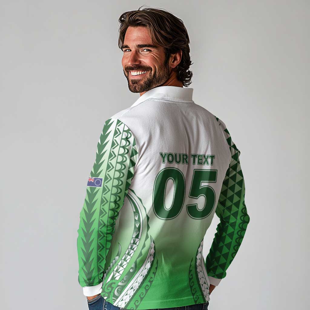 Custom Cook Islands Avaiki Rugby Long Sleeve Polo Shirt Go Champions LT05 - Polynesian Pride