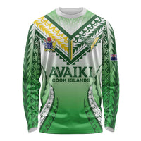 Custom Cook Islands Avaiki Rugby Long Sleeve Shirt Go Champions LT05 Unisex Green - Polynesian Pride