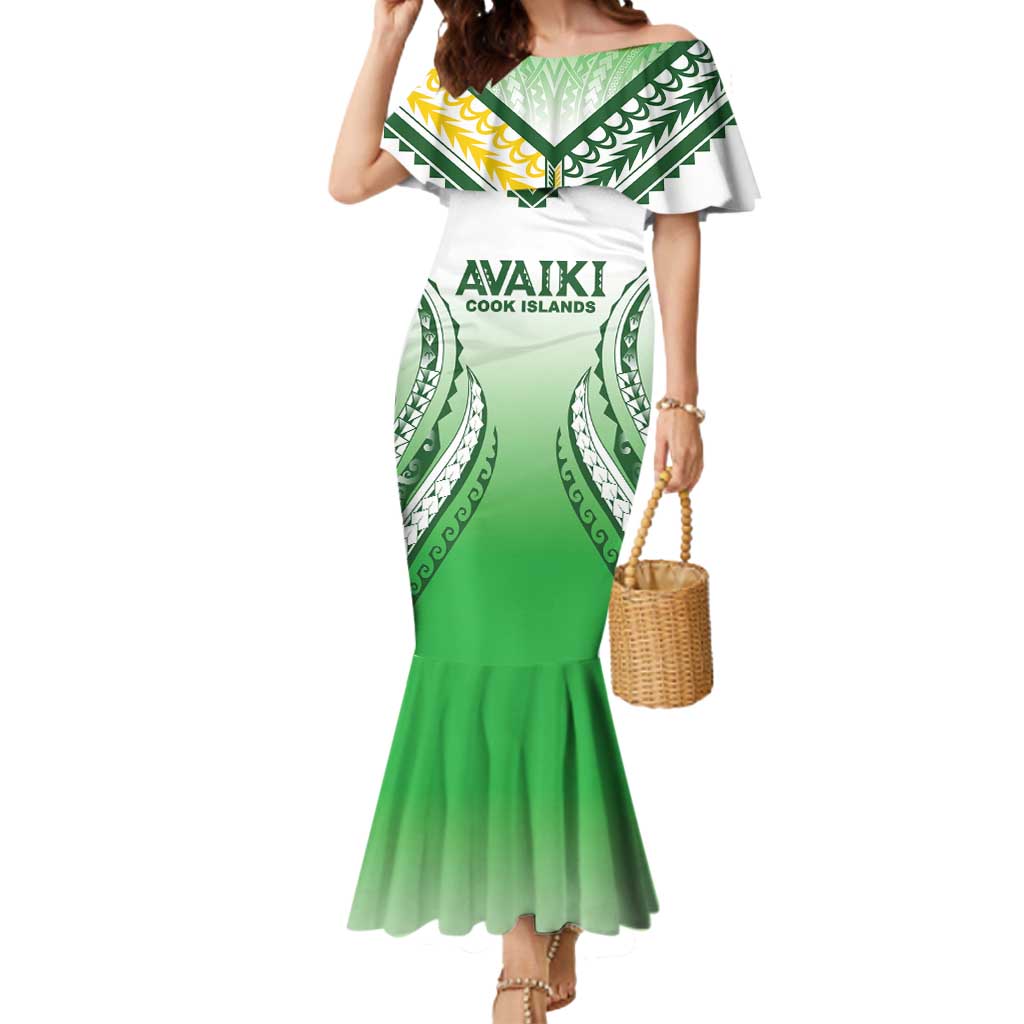 Custom Cook Islands Avaiki Rugby Mermaid Dress Go Champions LT05 Women Green - Polynesian Pride