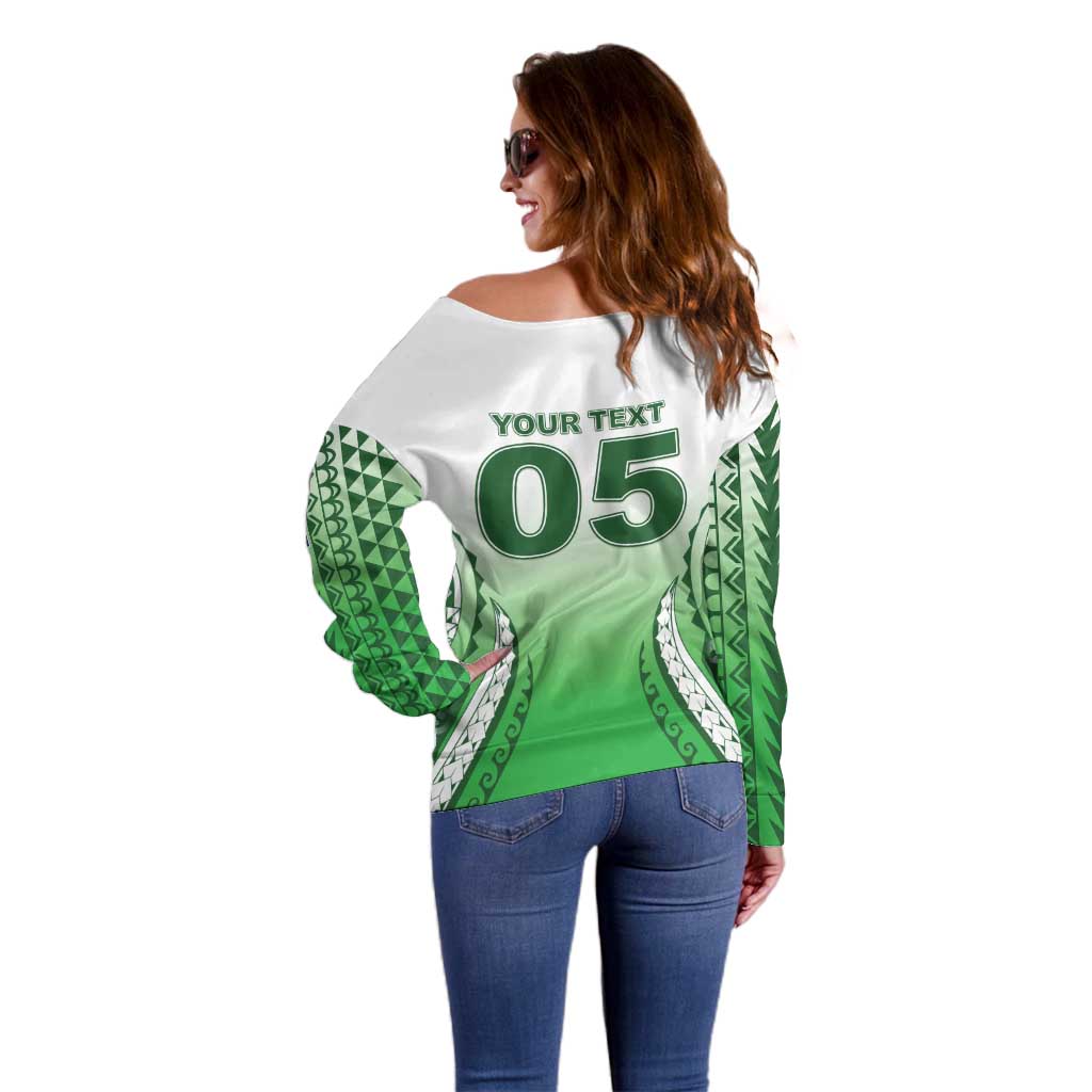 Custom Cook Islands Avaiki Rugby Off Shoulder Sweater Go Champions LT05 - Polynesian Pride