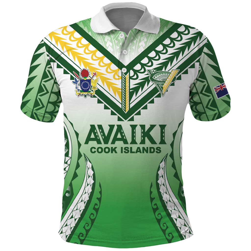 Custom Cook Islands Avaiki Rugby Polo Shirt Go Champions LT05 Green - Polynesian Pride