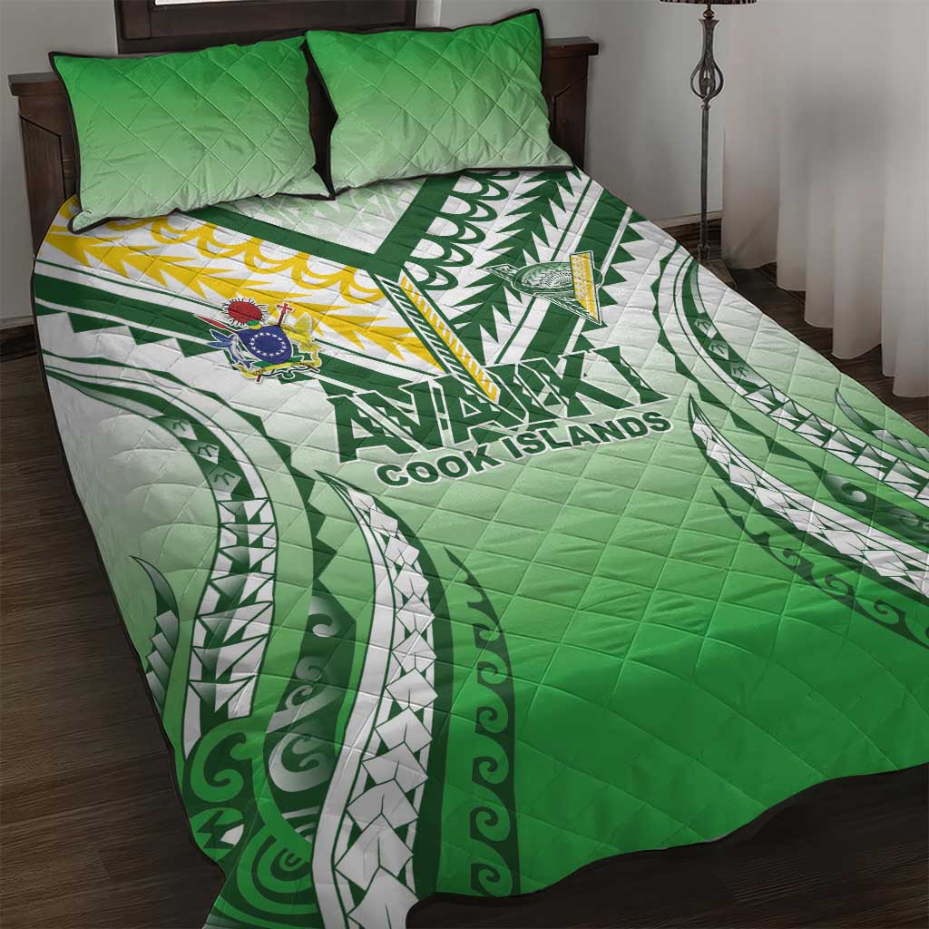 Cook Islands Avaiki Rugby Quilt Bed Set Go Champions LT05 Green - Polynesian Pride