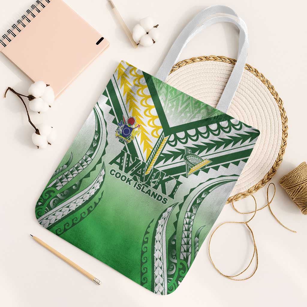 Cook Islands Avaiki Rugby Tote Bag Go Champions LT05 White Strap One Size Green - Polynesian Pride