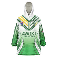 Custom Cook Islands Avaiki Rugby Wearable Blanket Hoodie Go Champions LT05 One Size Green - Polynesian Pride