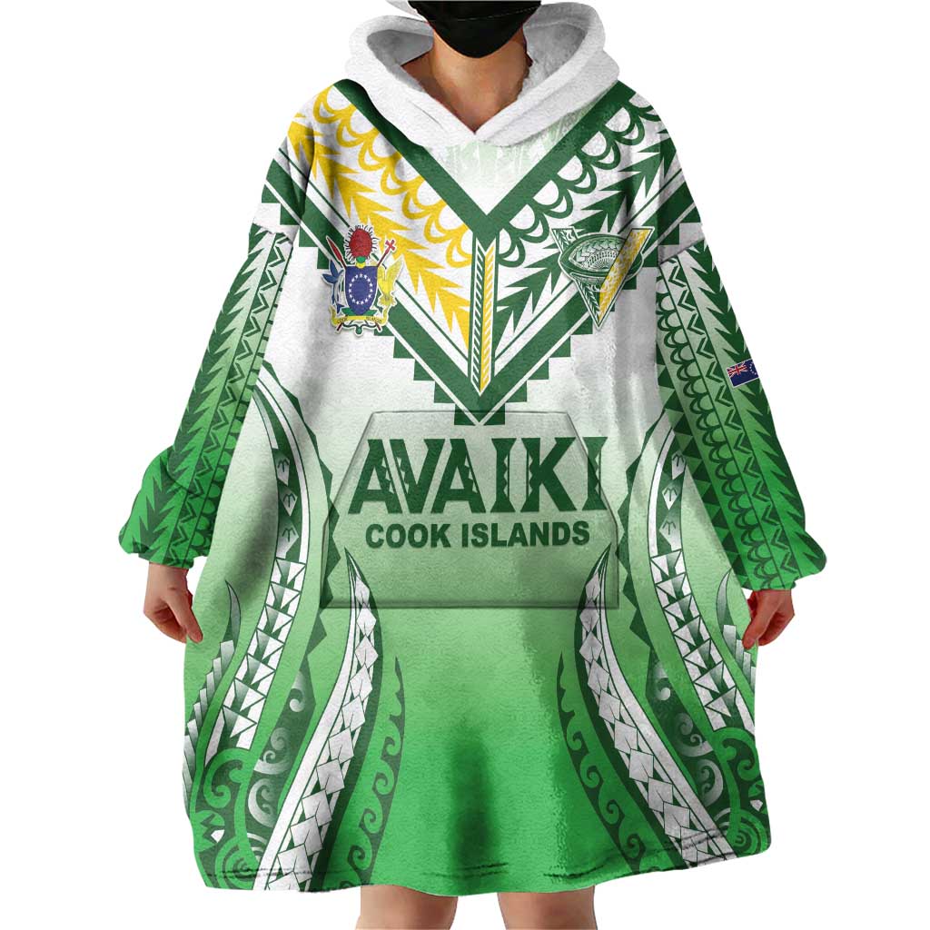 Custom Cook Islands Avaiki Rugby Wearable Blanket Hoodie Go Champions LT05 - Polynesian Pride