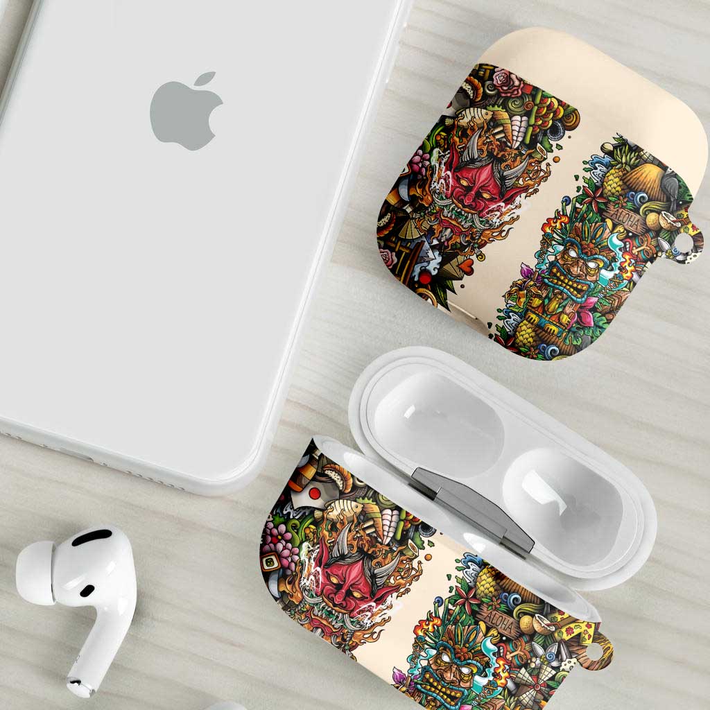 Hawaii And Japan AirPods Case Tiki With Oni Mask LT05 - Polynesian Pride