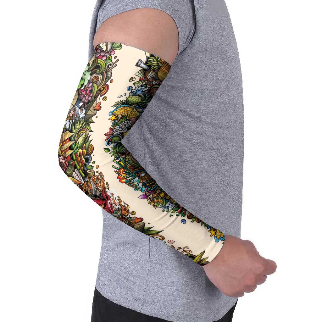 Hawaii And Japan Arm Sleeves Tiki With Oni Mask LT05 - Polynesian Pride