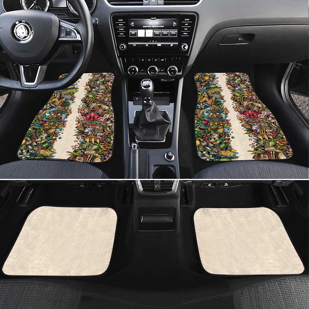 Hawaii And Japan Car Mats Tiki With Oni Mask LT05 Set 4pcs Colorful - Polynesian Pride