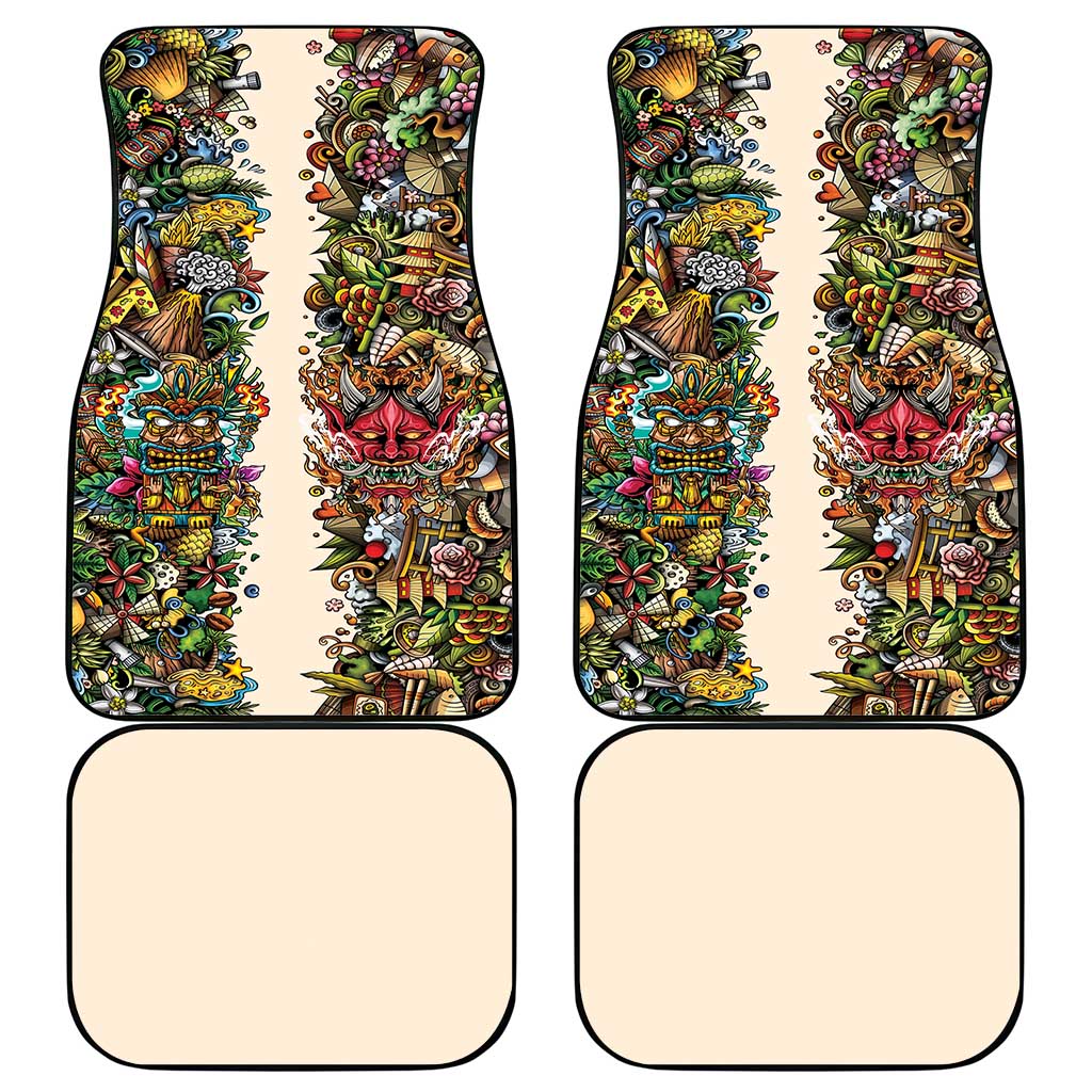 Hawaii And Japan Car Mats Tiki With Oni Mask LT05 - Polynesian Pride