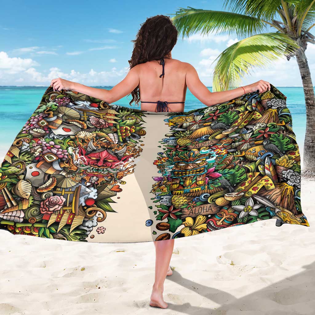 Hawaii And Japan Sarong Tiki With Oni Mask LT05 - Polynesian Pride