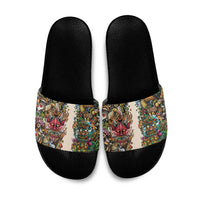 Hawaii And Japan Slide Sandals Tiki With Oni Mask LT05 Colorful - Polynesian Pride