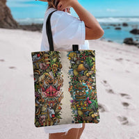 Hawaii And Japan Tote Bag Tiki With Oni Mask LT05 - Polynesian Pride