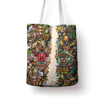 Hawaii And Japan Tote Bag Tiki With Oni Mask LT05 - Polynesian Pride