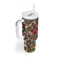 Hawaii And Japan Tumbler With Handle Tiki With Oni Mask LT05 - Polynesian Pride