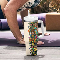 Hawaii And Japan Tumbler With Handle Tiki With Oni Mask LT05 - Polynesian Pride