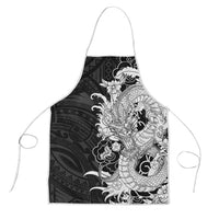 Hawaiian And Japanese Culture Apron Irezumi Dragon With Polynesian Pattern Black LT05 Black - Polynesian Pride