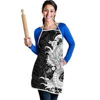 Hawaiian And Japanese Culture Apron Irezumi Dragon With Polynesian Pattern Black LT05 - Polynesian Pride