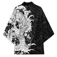 Hawaiian And Japanese Culture Kimono Irezumi Dragon With Polynesian Pattern Black LT05 - Polynesian Pride