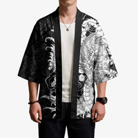 Hawaiian And Japanese Culture Kimono Irezumi Dragon With Polynesian Pattern Black LT05 - Polynesian Pride