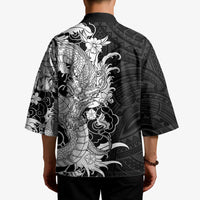 Hawaiian And Japanese Culture Kimono Irezumi Dragon With Polynesian Pattern Black LT05 - Polynesian Pride