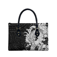 Hawaiian And Japanese Culture Leather Bag Irezumi Dragon With Polynesian Pattern Black LT05 - Polynesian Pride