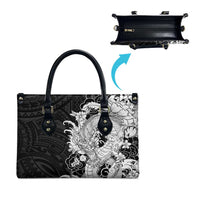 Hawaiian And Japanese Culture Leather Bag Irezumi Dragon With Polynesian Pattern Black LT05 - Polynesian Pride
