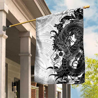 Hawaiian And Japanese Culture Garden Flag Irezumi Dragon With Polynesian Pattern White LT05 House Flag White - Polynesian Pride