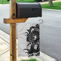 Hawaiian And Japanese Culture Garden Flag Irezumi Dragon With Polynesian Pattern White LT05 - Polynesian Pride