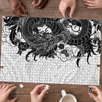 Hawaiian And Japanese Culture Puzzle Irezumi Dragon With Polynesian Pattern White LT05 - Polynesian Pride