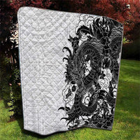 Hawaiian And Japanese Culture Quilt Irezumi Dragon With Polynesian Pattern White LT05 - Polynesian Pride