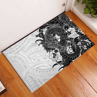 Hawaiian And Japanese Culture Rubber Doormat Irezumi Dragon With Polynesian Pattern White LT05 - Polynesian Pride