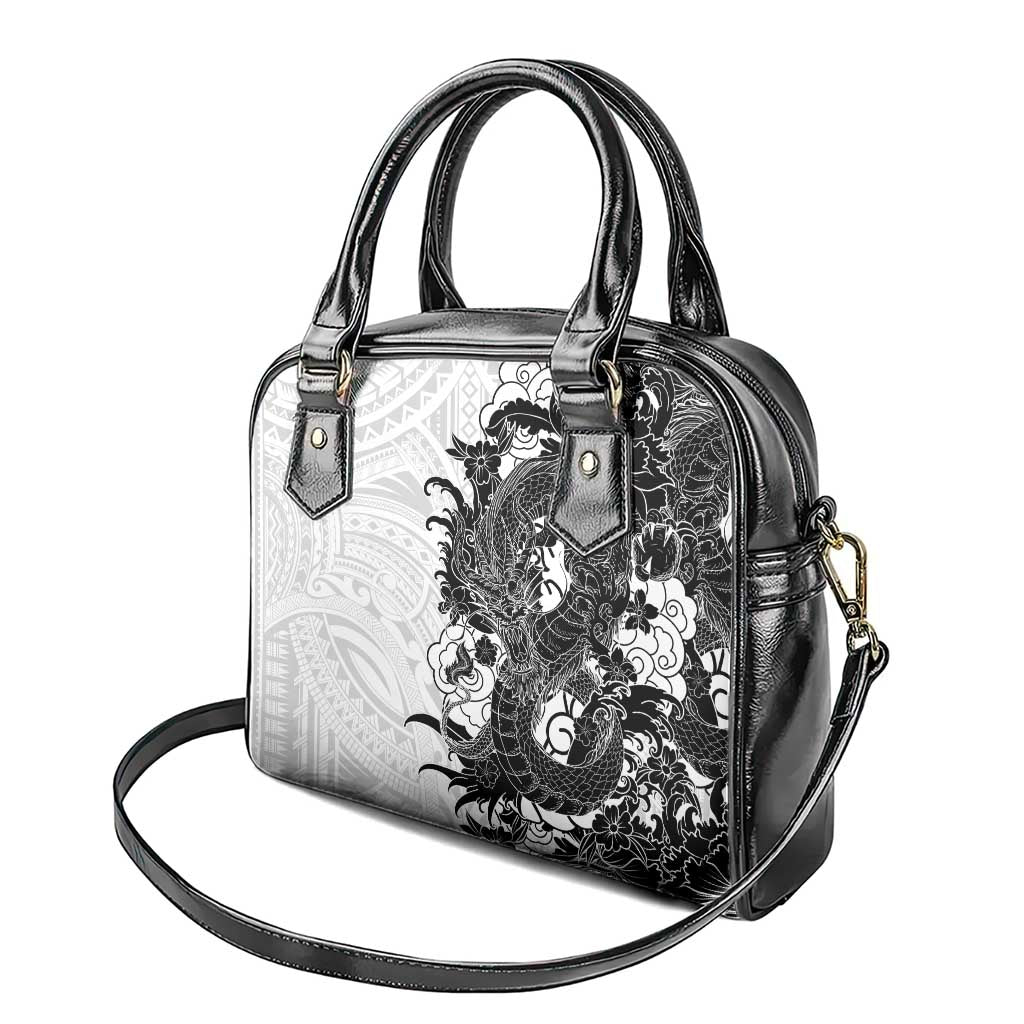 Hawaiian And Japanese Culture Shoulder Handbag Irezumi Dragon With Polynesian Pattern White LT05 - Polynesian Pride