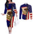 American Samoa Flag Day Couples Matching Off The Shoulder Long Sleeve Dress and Long Sleeve Button Shirt Polynesian Tribal Pattern LT05 Blue - Polynesian Pride