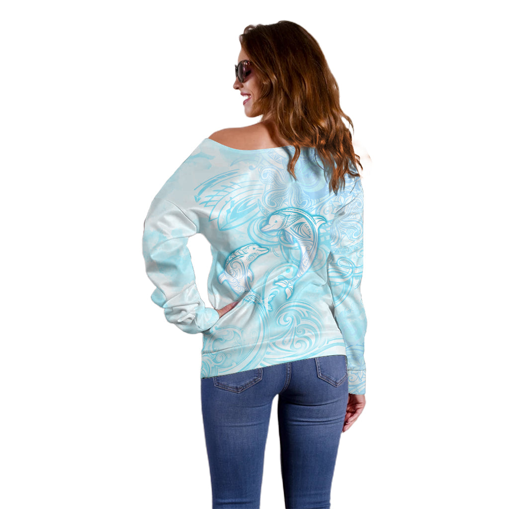 Polynesia Dolphins Under The Sea Off Shoulder Sweater Simple Style LT05 - Polynesian Pride