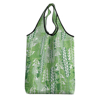 Green Hawaii Tapa Pattern Grocery Bag With Heliconia Vintage Style LT05 - Polynesian Pride