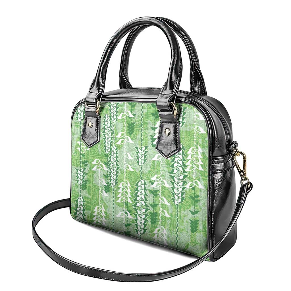 Green Hawaii Tapa Pattern Shoulder Handbag With Heliconia Vintage Style LT05 - Polynesian Pride