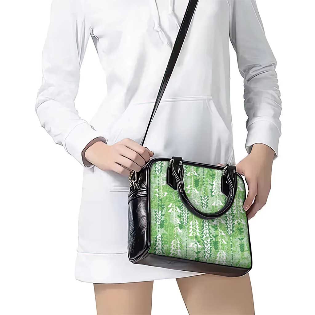 Green Hawaii Tapa Pattern Shoulder Handbag With Heliconia Vintage Style LT05 - Polynesian Pride