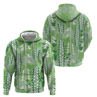 Green Hawaii Tapa Pattern Zip Hoodie With Heliconia Vintage Style LT05 - Polynesian Pride