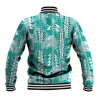 Teal Hawaii Tapa Pattern Baseball Jacket With Heliconia Vintage Style LT05 - Polynesian Pride