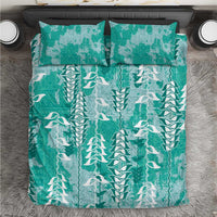 Teal Hawaii Tapa Pattern Bedding Set With Heliconia Vintage Style LT05 Teal - Polynesian Pride