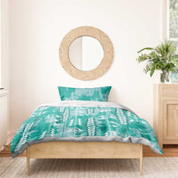 Teal Hawaii Tapa Pattern Bedding Set With Heliconia Vintage Style LT05 - Polynesian Pride