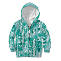 Teal Hawaii Tapa Pattern Kid Hoodie With Heliconia Vintage Style LT05 Zip Hoodie Teal - Polynesian Pride