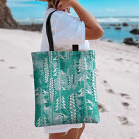 Teal Hawaii Tapa Pattern Tote Bag With Heliconia Vintage Style LT05 - Polynesian Pride