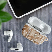 Beige Hawaii Tapa Pattern AirPods Case With Heliconia Vintage Style LT05 - Polynesian Pride