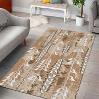 Beige Hawaii Tapa Pattern Area Rug With Heliconia Vintage Style LT05 - Polynesian Pride