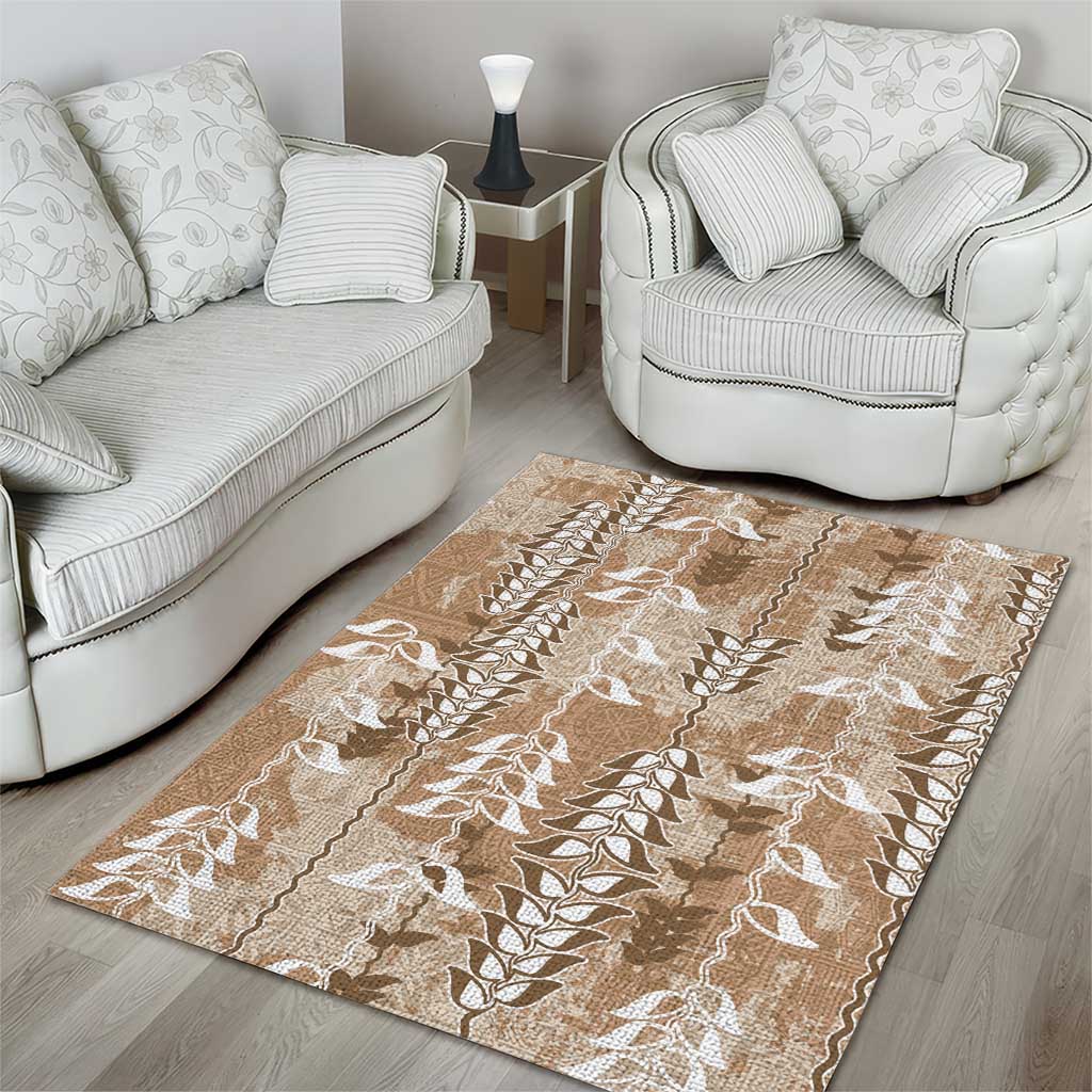 Beige Hawaii Tapa Pattern Area Rug With Heliconia Vintage Style LT05 - Polynesian Pride