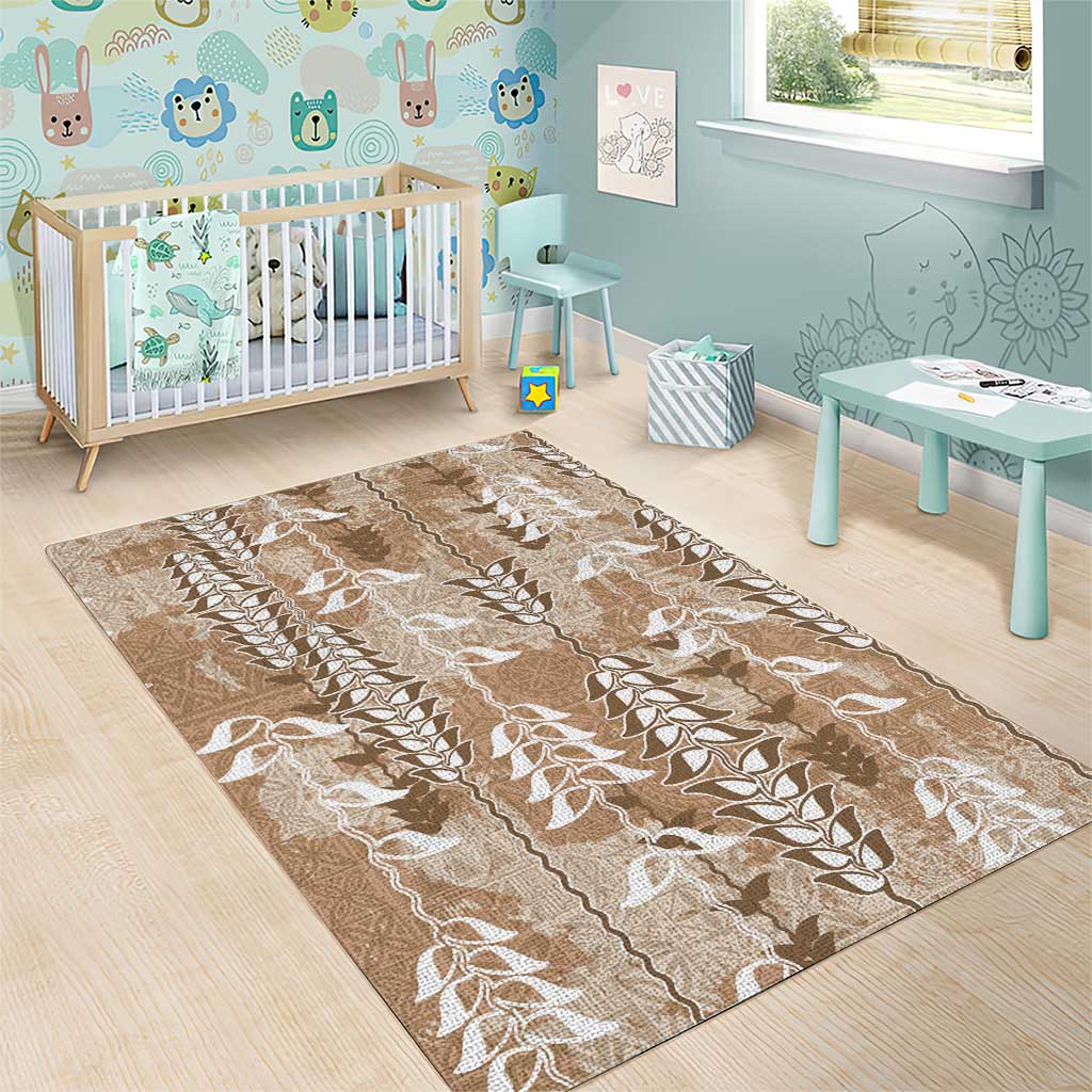 Beige Hawaii Tapa Pattern Area Rug With Heliconia Vintage Style LT05 - Polynesian Pride